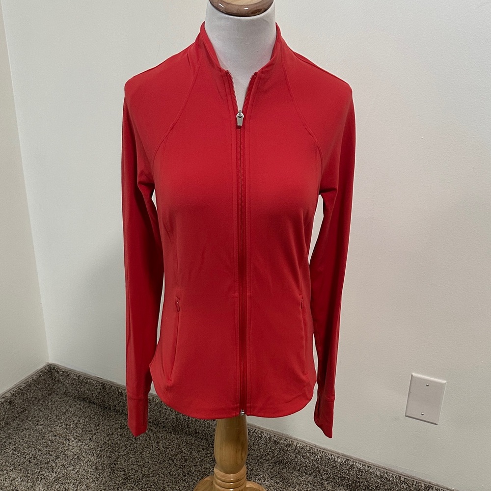 Athleta Salutation Jacket Dark Coral Size Small